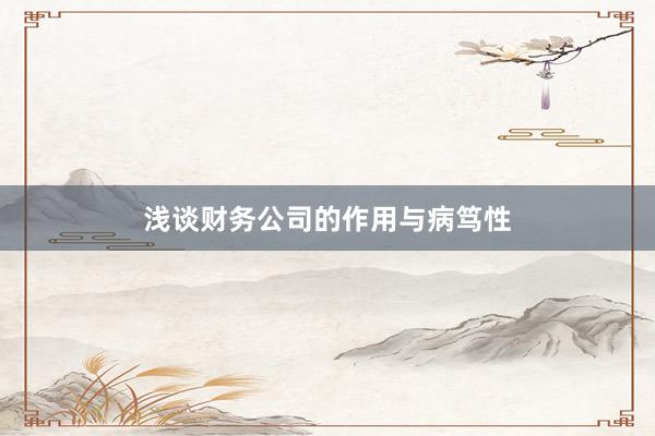 浅谈财务公司的作用与病笃性
